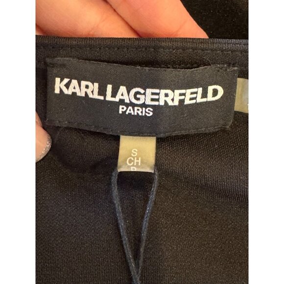 Karl Lagerfeld Shirt Women Small Black Lace Panel Blouse Whimsigoth Gothic NWT - Picture 9 of 11